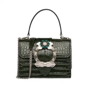 缪缪/Miu Miu Miu Lady 鳄鱼皮压纹印花皮革手袋 5BA086_2B8G_F077U