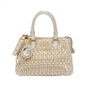 缪缪/Miu Miu Miu 水晶纳帕皮革手提包 5BA251-FVJ-F0PLI