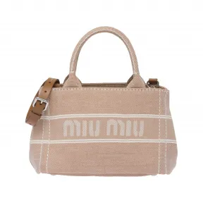 缪缪/Miu Miu 提花徽标牛仔手提包 5BA253-2DPL-F0040