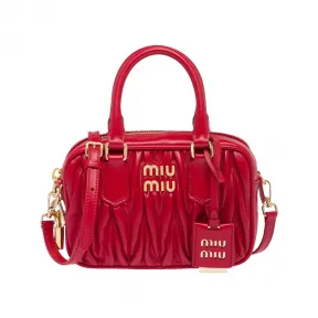 缪缪/Miu Miu 红色 Matelassé 软羊革保龄球包 5BB123-N88-F0011
