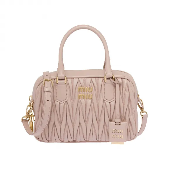 缪缪/Miu Miu 睡莲色 Matelassé 软羊革大号保龄球包 5BB124-N88-F0NZ2