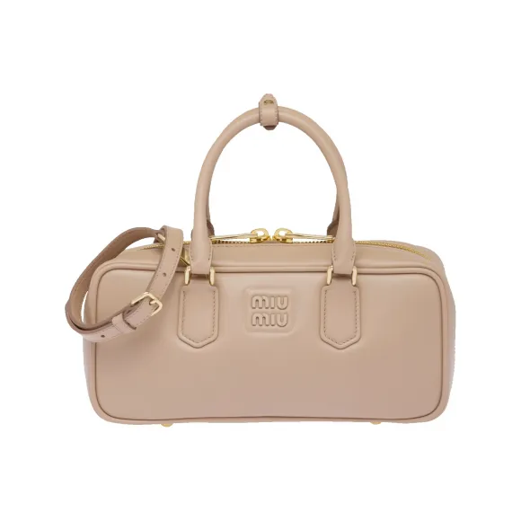 缪缪/Miu Miu 豆沙色 Arcadie皮革手袋 5BB148-2F8K-F0770