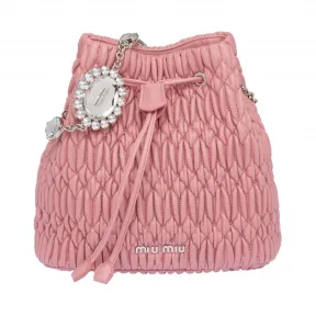 缪缪/Miu Miu 仿水晶装饰软羊革水桶包 5BE050_FVJ_F0028
