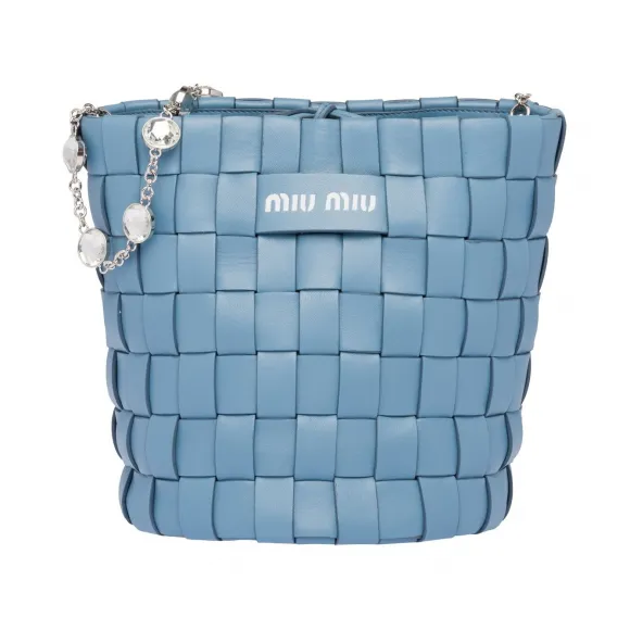 缪缪/Miu Miu 仿水晶装饰软羊革水桶包 5BE054_2DG7_F0637