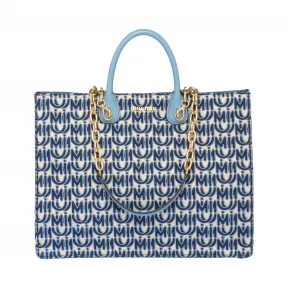 缪缪/Miu Miu 提花和皮革托特包 5BG154_2CAG_F0WBO