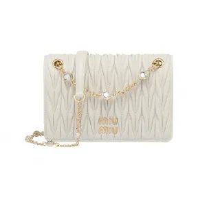 缪缪/Miu Miu 白色 Matelassé 软羊革迷你手袋 5BP065-2CE3-F097W