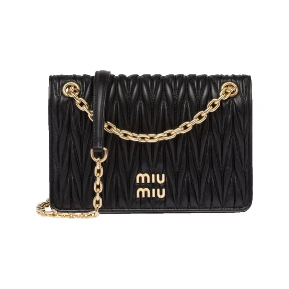 缪缪/Miu Miu 黑色 Matelassé软羊革迷你手袋 5BP065-N88-F0002