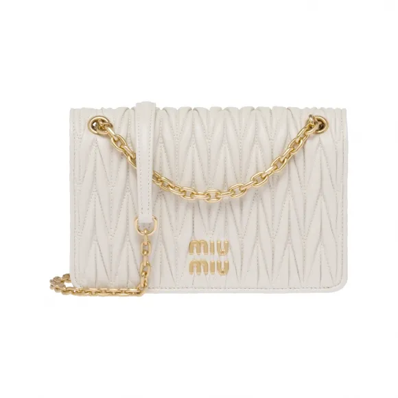 缪缪/Miu Miu 白色 Matelassé软羊革迷你手袋 5BP065-N88-F0009