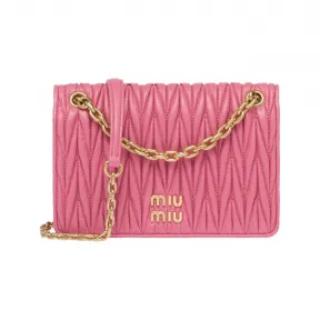 缪缪/Miu Miu 海棠粉 Matelassé软羊革迷你手袋 5BP065-N88-F0638