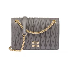 缪缪/Miu Miu 大理石灰色 Matelassé软羊革迷你手袋 5BP065-N88-F0K44