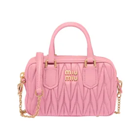 缪缪/Miu Miu 花瓣粉 Matelassé 软羊革迷你保龄球包 5BP077-N88-F0442