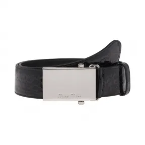 缪缪/Miu Miu 鳄鱼皮压纹印花漆皮腰带 5CC335_2B97_F0002