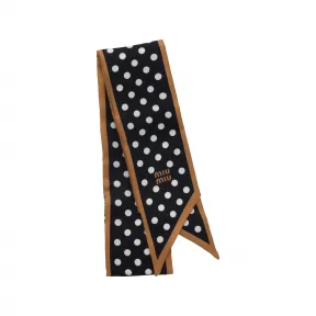 缪缪/Miu Miu 黑色/焦糖色 印花斜纹绸围巾 5FF008-2F7Y-F0O11