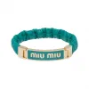 缪缪/Miu Miu 孔雀蓝 徽标装饰软羊革和金属手环 5IB425-2F32-F0363