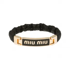 缪缪/Miu Miu 带徽标的纳帕皮革和金属手链 5IB425-2F32-F0632