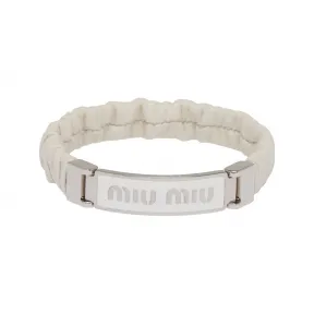 缪缪/Miu Miu 白色 徽标装饰软羊革和金属手环 5IB425-2F32-F097W
