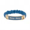 缪缪/Miu Miu 浅蓝色 徽标装饰软羊革和金属手环 5IB425-2F32-F0V98