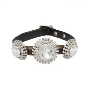 缪缪/Miu Miu 沙色/咖啡色 仿水晶装饰软羊革颈链 5IC052-2F6W-F0V6L