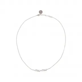 缪缪/Miu Miu 不锈钢色/水晶色 仿水晶装饰金属项链 5IC058-2DNC-F0OKL