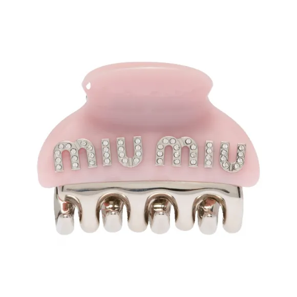 缪缪/Miu Miu 花瓣粉/水晶色 树脂玻璃和金属发夹 5IF068-2F4N-F03BU