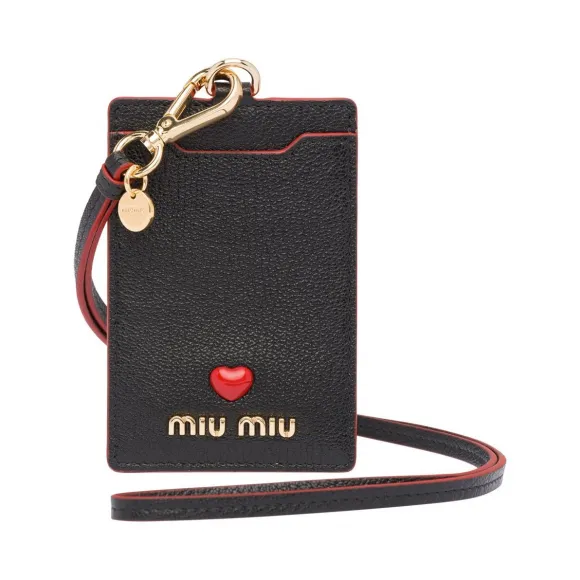 缪缪/Miu Miu LOVE标识皮革证章夹 5MC016_2BC3_F0002