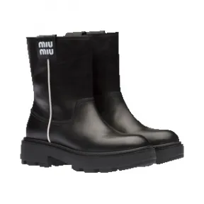 缪缪/Miu Miu 皮革中筒靴 5U613D-3AQP-F0002-F-045