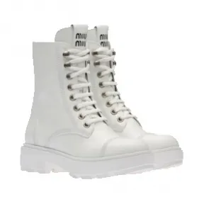 缪缪/Miu Miu 皮革系带中筒靴 5U651D-3AQP-F0009-F-045