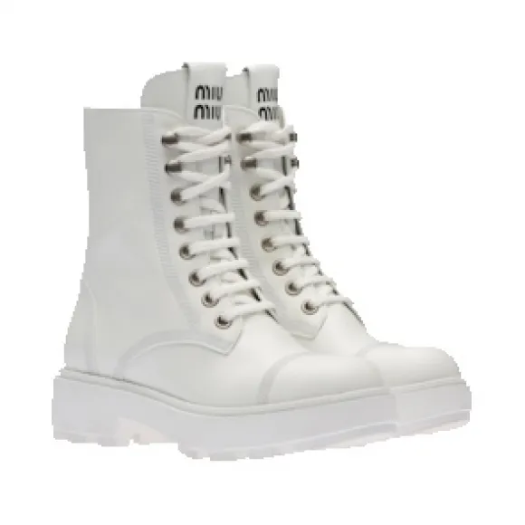 缪缪/Miu Miu 皮革系带中筒靴 5U651D-3AQP-F0009-F-045