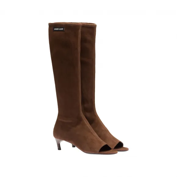 缪缪/Miu Miu 绒面革露趾靴 5WK010-L66-F0324