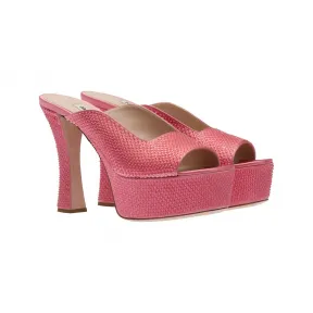 缪缪/Miu Miu 水晶装饰缎面防水台凉鞋 5XX575-049-F0410