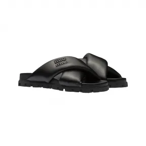 缪缪/Miu Miu 黑色 皮革拖鞋式凉鞋 5XX599-79N-F0002