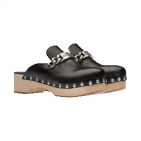 缪缪/Miu Miu 铆钉装饰皮革木底鞋 5Z713D-UZE-F0002-F-045