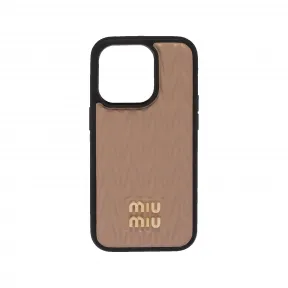 缪缪/Miu Miu 适用于 iPhone 14 Pro 的马特拉塞纹纳帕皮革 5ZH163-2FPP-F0770