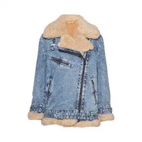 缪缪/Miu Miu 大理石花纹丹宁和羊毛外套 GWB059_1S96_F0008