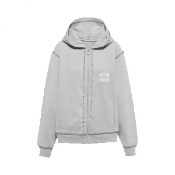 缪缪/Miu Miu 刺绣大廓形连帽衫 MJL805-1Z9J-F0031