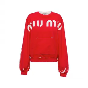 缪缪/Miu Miu 红色 印花棉质运动衫 MJL924-12Y1-F0011