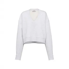 缪缪/Miu Miu 灰色 刺绣棉质抓绒运动衫 MJL953-12Y6-F0031