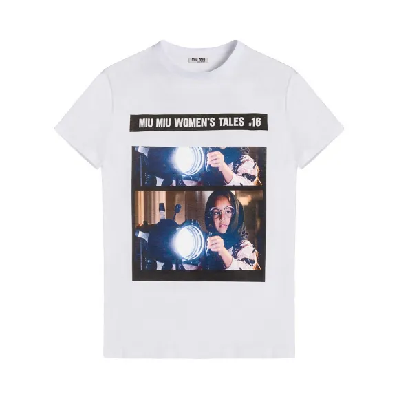 缪缪/Miu Miu Miu Miu Tales平纹针织T恤 MJN098_1QD2_F0009