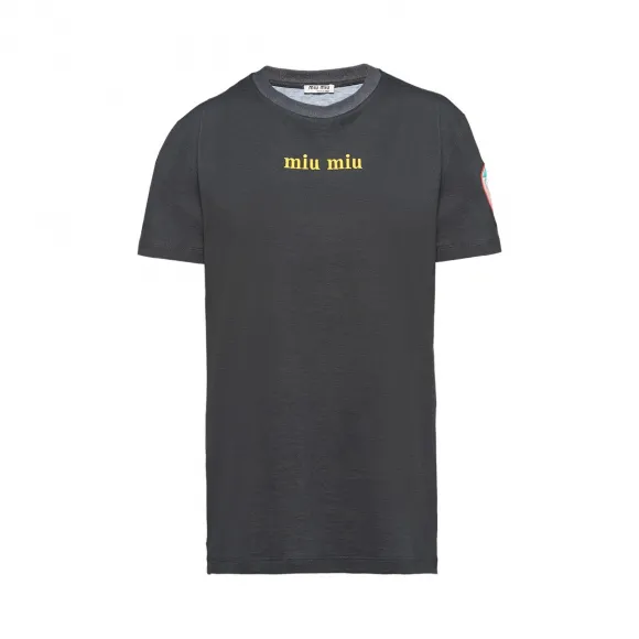 缪缪/Miu Miu 印花平纹针织T 恤 MJN156_1VRQ_F0002