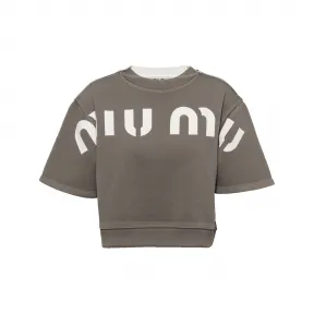 缪缪/Miu Miu 灰色 印花棉质运动衫 MJN456-12Y1-F0031