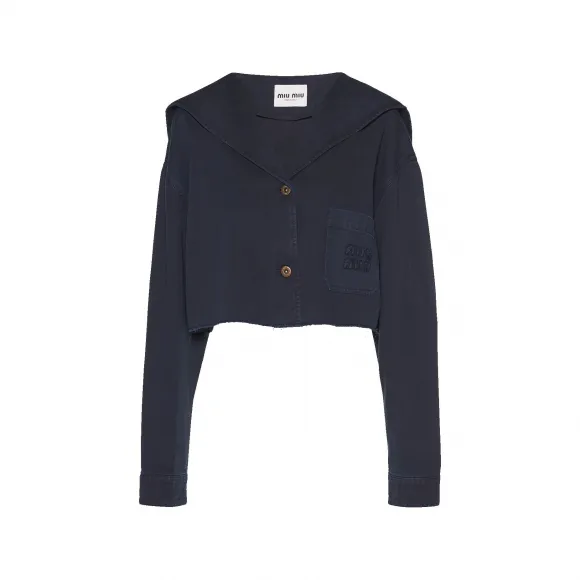 缪缪/Miu Miu 蓝色 斜纹布束腰夹克 ML902-12L9-F0008