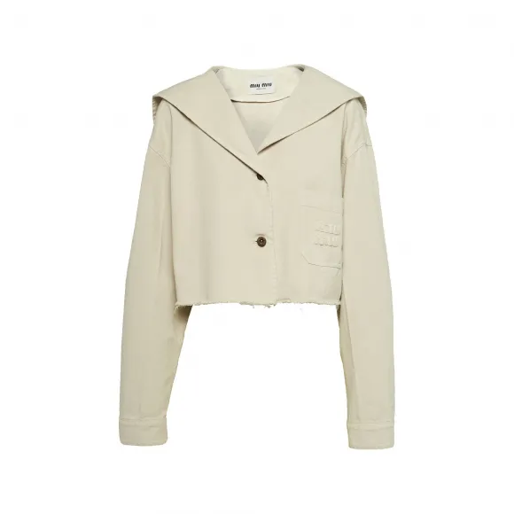 缪缪/Miu Miu 粉笔白 斜纹布束腰夹克 ML902-12L9-F0K74