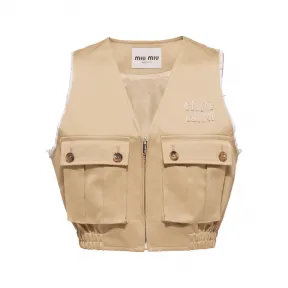 缪缪/Miu Miu 绳索灰 斜纹棉背心 ML921-1UPX-F0065