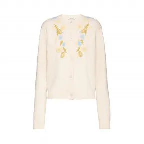 缪缪/Miu Miu 刺绣装饰羔羊毛开衫 MMF166_1VNS_F0036