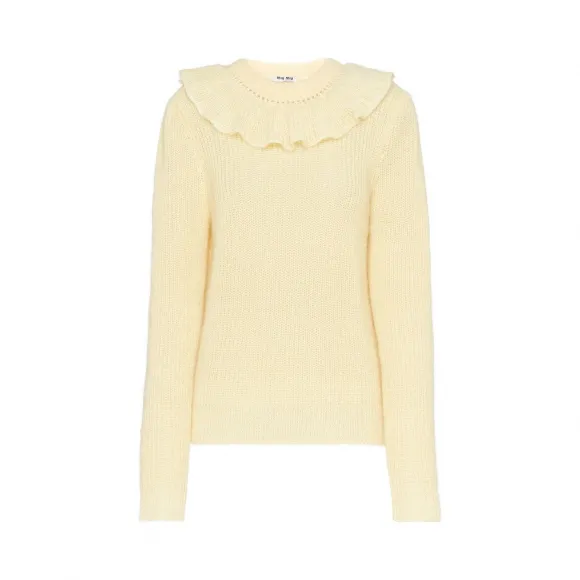 缪缪/Miu Miu 褶边装饰马海毛套衫 MML238_1UGP_F0032