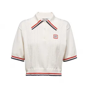 缪缪/Miu Miu 白色 丝质和棉质polo衫 MML676-110B-F0009