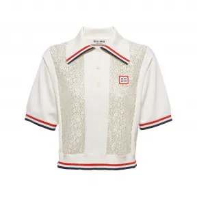 缪缪/Miu Miu 白色 短裁丝质和棉质polo衫 MML689-112P-F0009
