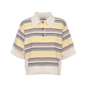 缪缪/Miu Miu 象牙色 棉质针织polo衫 MML796-1VIN-F0304