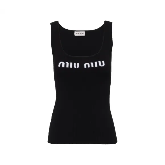 缪缪/Miu Miu 黑色 粘胶纤维背心 MMV077-12TJ-F0002