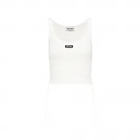 缪缪/Miu Miu 白色 棉质平纹针织背心 MMV085-123F-F0009
